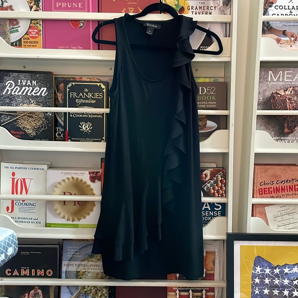 EUC White House/Black Market Sleeveless Ruffle Midi Dress